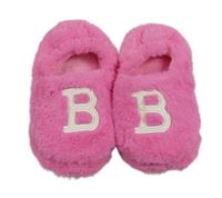 Neónově ružové chlpaté papučky s písmenem vel.32