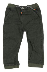 Kaki-tmavomodré cuff nohavice s úpletovým pasom Obaibi