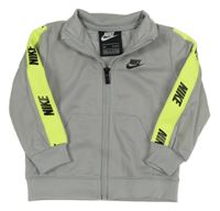 Světlešedo-neonově žlutá sportovní propínací mikina s logem Nike