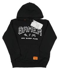 Nové - černá mikina s potiskem a kapucí 