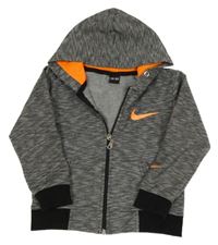 Čierno-biela melírovaná prepínaci mikina s logem Nike a kapucňou