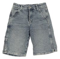 Tmavomodro-biele melírované rifľové kraťasy H&M