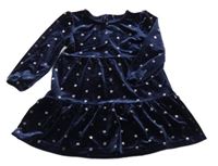 Tmavomodré zamatové šaty s hviezdičkami Dunnes