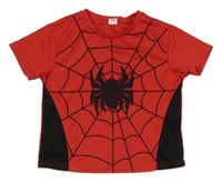 Červeno-čierne tričko s pavoukem a pavučinou