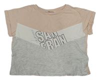 Sivo-bielo-ružové crop tričko H&M