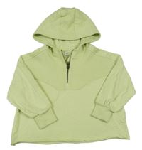 Světlezelená crop mikina s kapučí Next