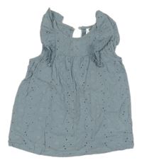 Modro-šedý madeirový top s volány H&M