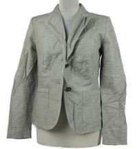 Dámske sivo-biele pruhované ľanové sako M&S