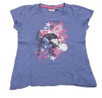 Fialové tričko s dívkou a kvetinami Alive