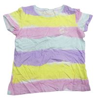 Lila-žlto-ružové pruhované tričko Primark