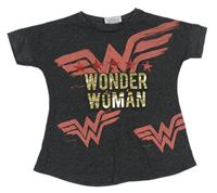 Tmavošedé tričko s potiskem - Wonder woman