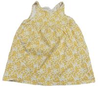 Okrovo-biele kvietkovane bavlnené šaty H&M