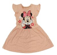 Lososovo-puntíkaté bavlněné šaty s Minnie Disney
