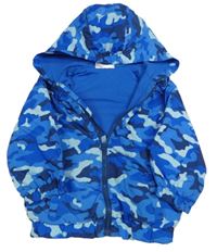 Modrá army šušťáková jesenná bunda s kapucňou Ergee