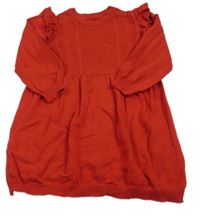 Červené pletené šaty s volánikmi