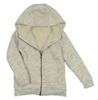 Smetanovo-sivá žíhaná prepínaci zateplená mikina s kapucňou zn. Dunnes