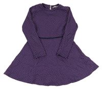 Černo-fialovo-růžové vzorované šaty 