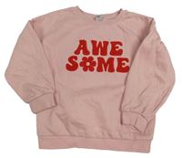 Svetloružová mikina s nápisom Tu