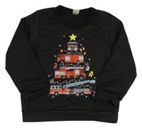 Čierna mikina s hasiči Shein