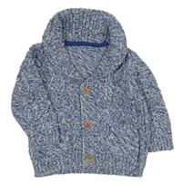 Modro-biely melírovaný prepínaci sveter s golierom M&S