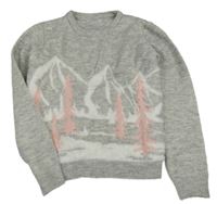 Sivý crop sveter s horami Primark