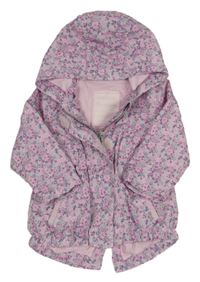 Svetloružová květzovaná šušťáková jarná parka s kapucňou Topomini