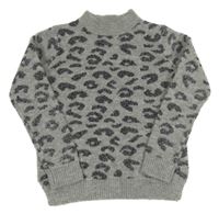 Šedý vzorovaný třpytivý chlupatý svetr