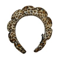 Smetanovo-černá kosmetická čelenka s leopardím vzorem 