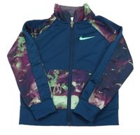 Petrolejovo-barevná sportovní propínací mikina Nike