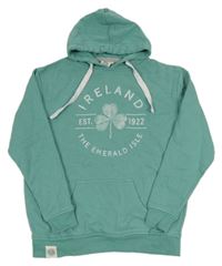 Zelená mikina s nápisom a kapucňou