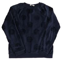 Tmavomodrá chlpatá 3D bodkovaná á mikina H&M