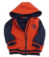 Červeno-tmavomodrá prepínaci zateplená mikina s tigrom a kapucňou Lupilu