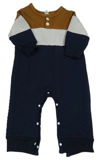 Medovo-sivo-tmavomodrý overal s 3D vzoreem Shein