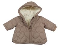 Hnedá šušťáková prešívaná zateplená bunda s kapucňou Next