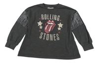 Tmavošedé triko s potiskem a kamínky - The Rolling Stones Next