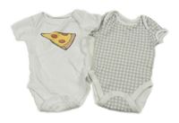 2x body - šedo-bílé kostkované + bílé s pizzou George 