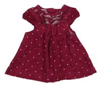 Vínové manšestrové šaty se srdíčky Dopodopo