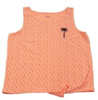 Neónově korálový bodkovaná ý top s palmou Yigga