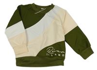 Kaki-bielo-béžová mikina s nápisom