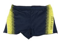 Tmavomodro-žluté nohavičkové plavky s nápisem Yigga