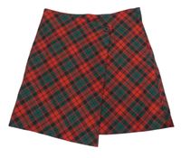 Červeno-zelená kockovaná skort sukňa H&M