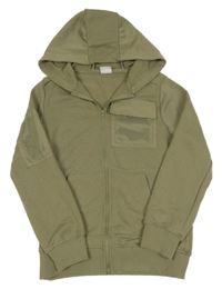 Khaki prepínaci mikina s vreckom a kapucňou Y.F.K.
