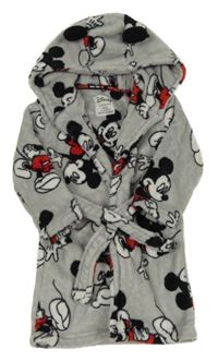 Šedý plyšový župan s Mickey a kapucí PRIMARK