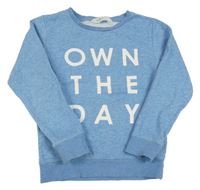 Modrá melírovaná mikina s nápisom H&M