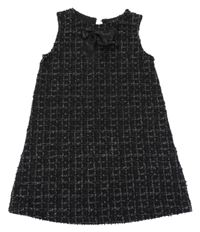 Čierno-strieborné kockované pletené šaty s mašlíH&M