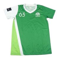 Zeleno-biele športové tričko s číslom