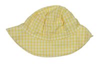 Žlto-biely kockovaný plátenný klobúk Jojo Maman Bebé