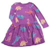 Fialové bavlnené šaty s dinosaurami Next