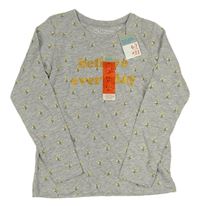 Sivé melírované tričko s kvietkami Primark