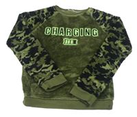 Khaki-army chlpatá mikina s nápisom Pep&Co
